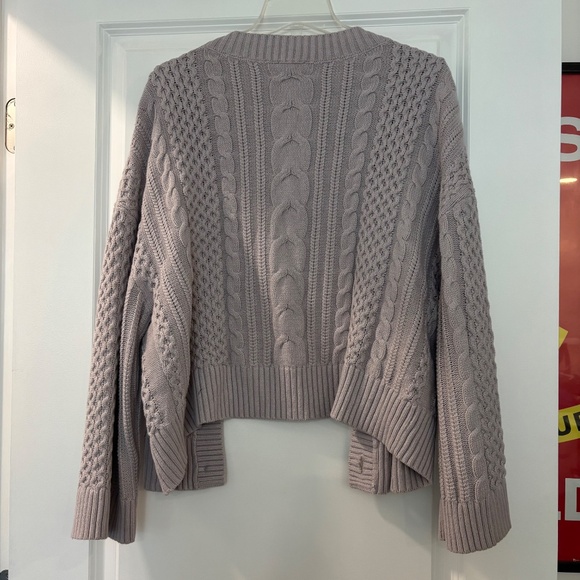 Express Lavender Relaxed V-Neck Cable Knit Cardigan - Picture 8 of 8